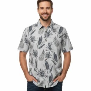 Men’s Leaf Print Short-Sleeve Button-Up Hawaii Shirt