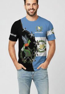 Men’s Quetzal Bird & Guatemala Flag Print Hawaii T-Shirt